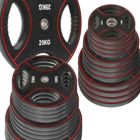 Viktpaket 85kg - Polyuretan viktskiva med Handtag 30mm