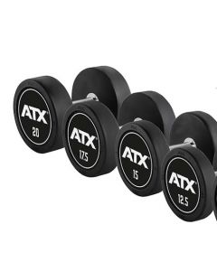 ATX Pro Style käsipainosarja 2,5 - 20 kg ATX logolla mustalla pohjalla RDB-CUS-Satz-2,5-20