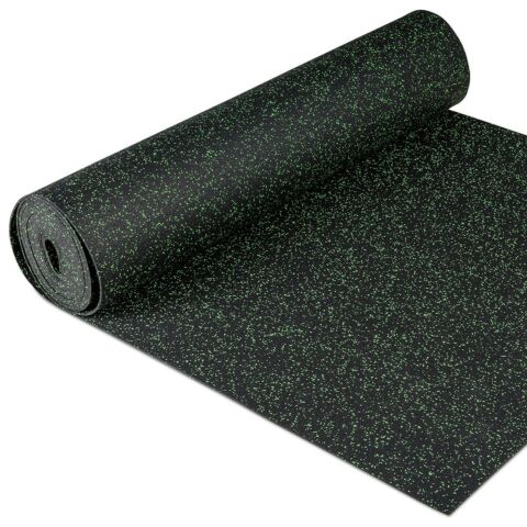 Gymfloor® Granit Design Gummimatta - grå/grön, 5 mm tjockt, Mått: 1,25 m x 10 m