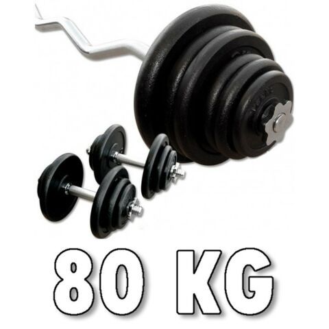 Viktpaket 80 kg med en curlstång