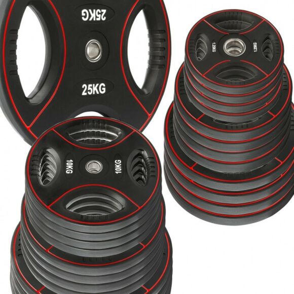 Viktpaket 55kg - Polyuretan viktskiva med Handtag 30mm