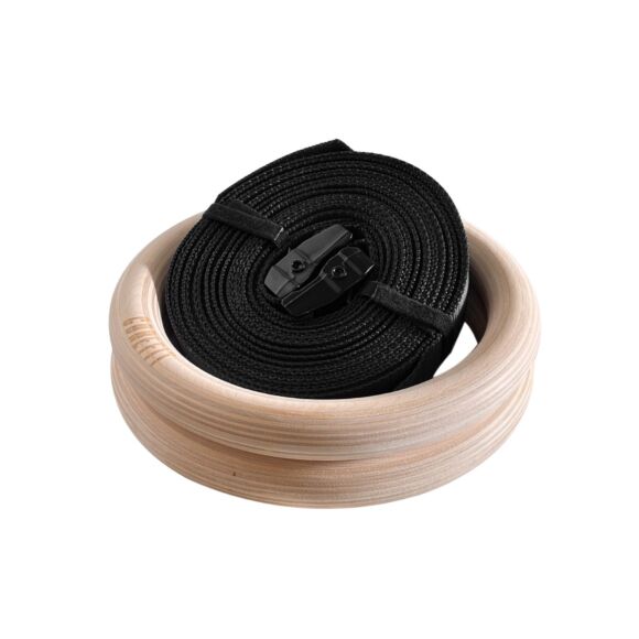 Corefit® Gymnastikringar i trä 28 mm – justerbara remmar