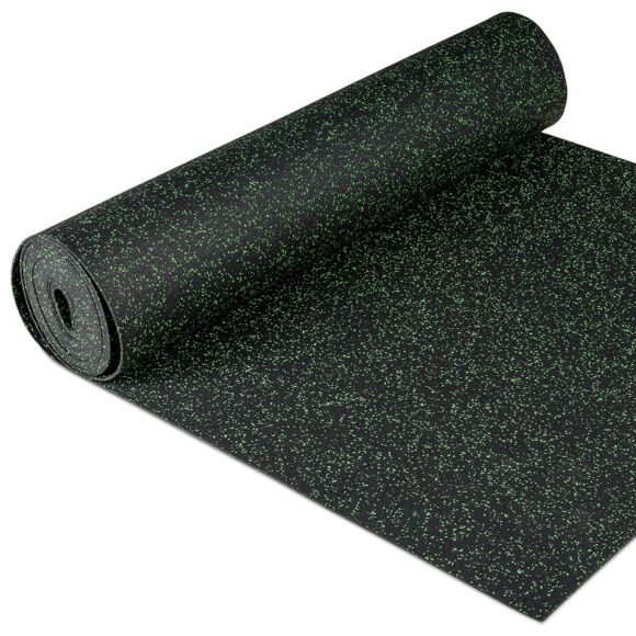 Gymfloor® Granit Design Gummimatta - grå/grön, 5 mm tjockt, Mått: 1,25 m x 10 m