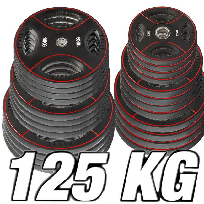 Polyurethan viktskiva med handtag Viktpaket 125 kg