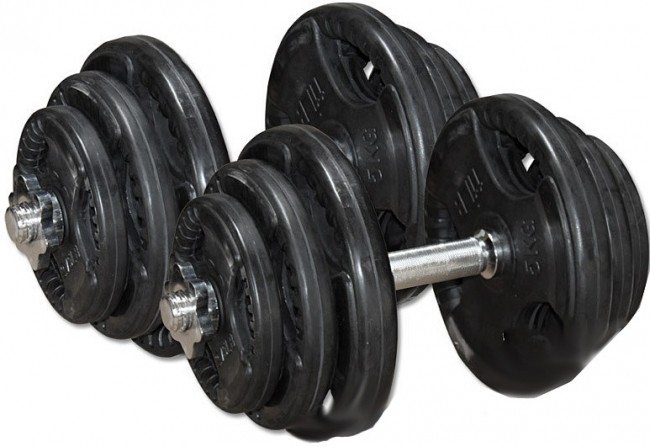 Justerbara Hantlar med Gummiyta - 2 x 20 kg